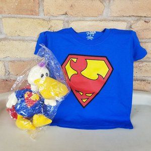 Goofball & Superduck Comic Strip Plush Duck & Blue Shirt Bundle